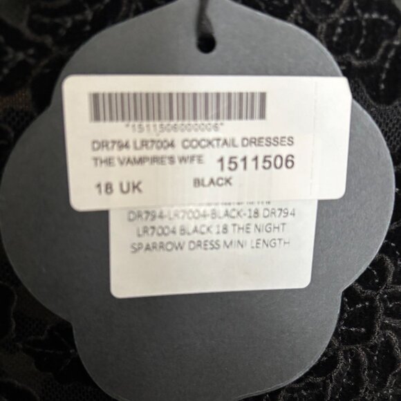 Vampire's Wife Short Black Velvet Dress - Size 14/18UK - NWT - Picture 8 of 16